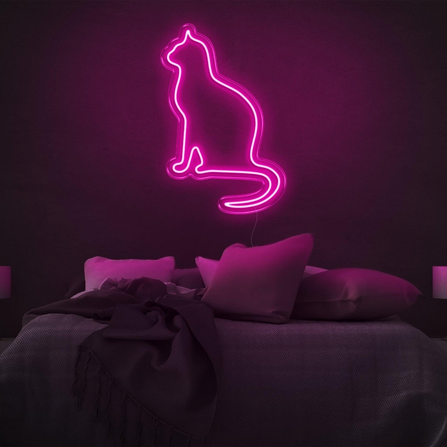Amber Cat Silhouette Led Neon Sign For Modern Bedroom Wall Decor | Shineneon