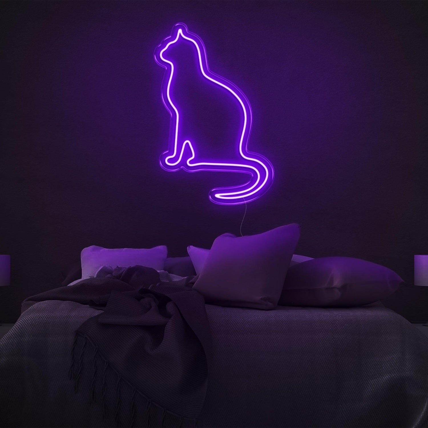 Amber Cat Silhouette Led Neon Sign For Modern Bedroom Wall Decor | Shineneon
