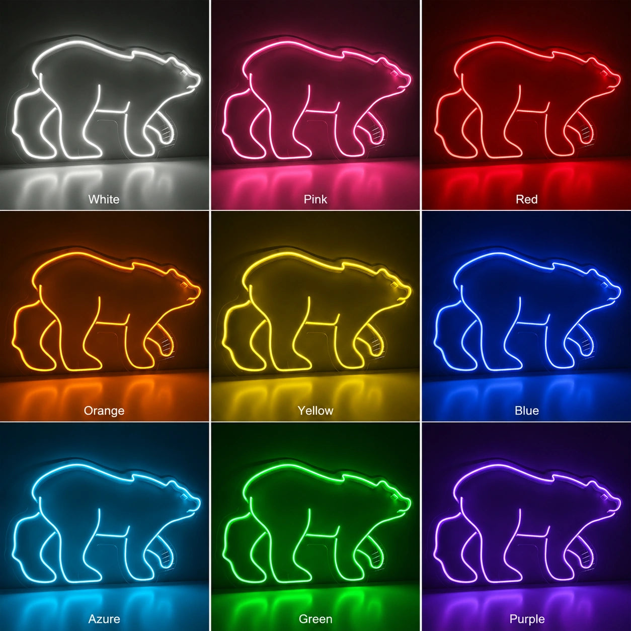 Amber Walking Bear Neon Sign LED Neon Sign color grid