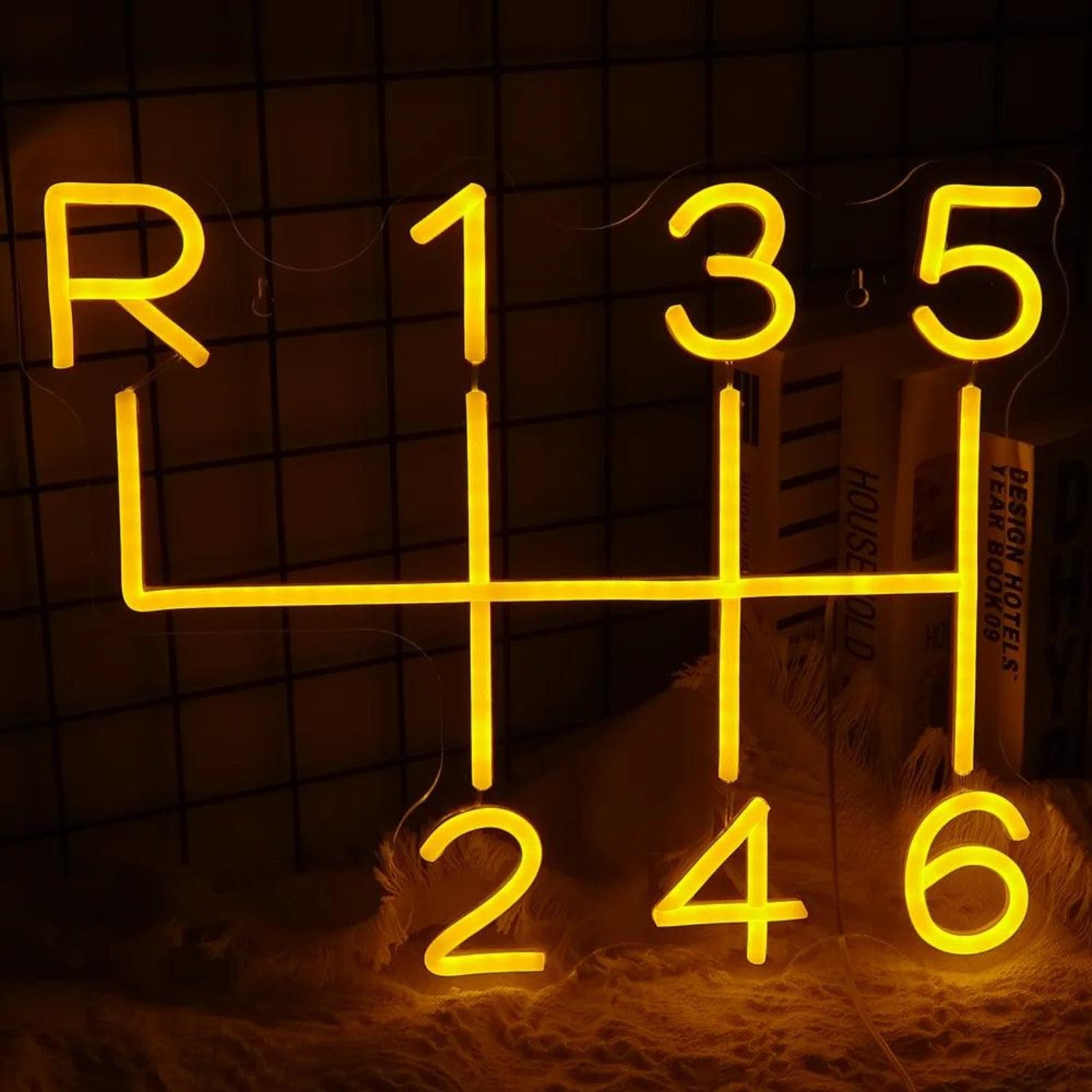 Amber Yellow Car Gear Shift Pattern Led Neon Sign For Car Lover Room Decor | Shineneon