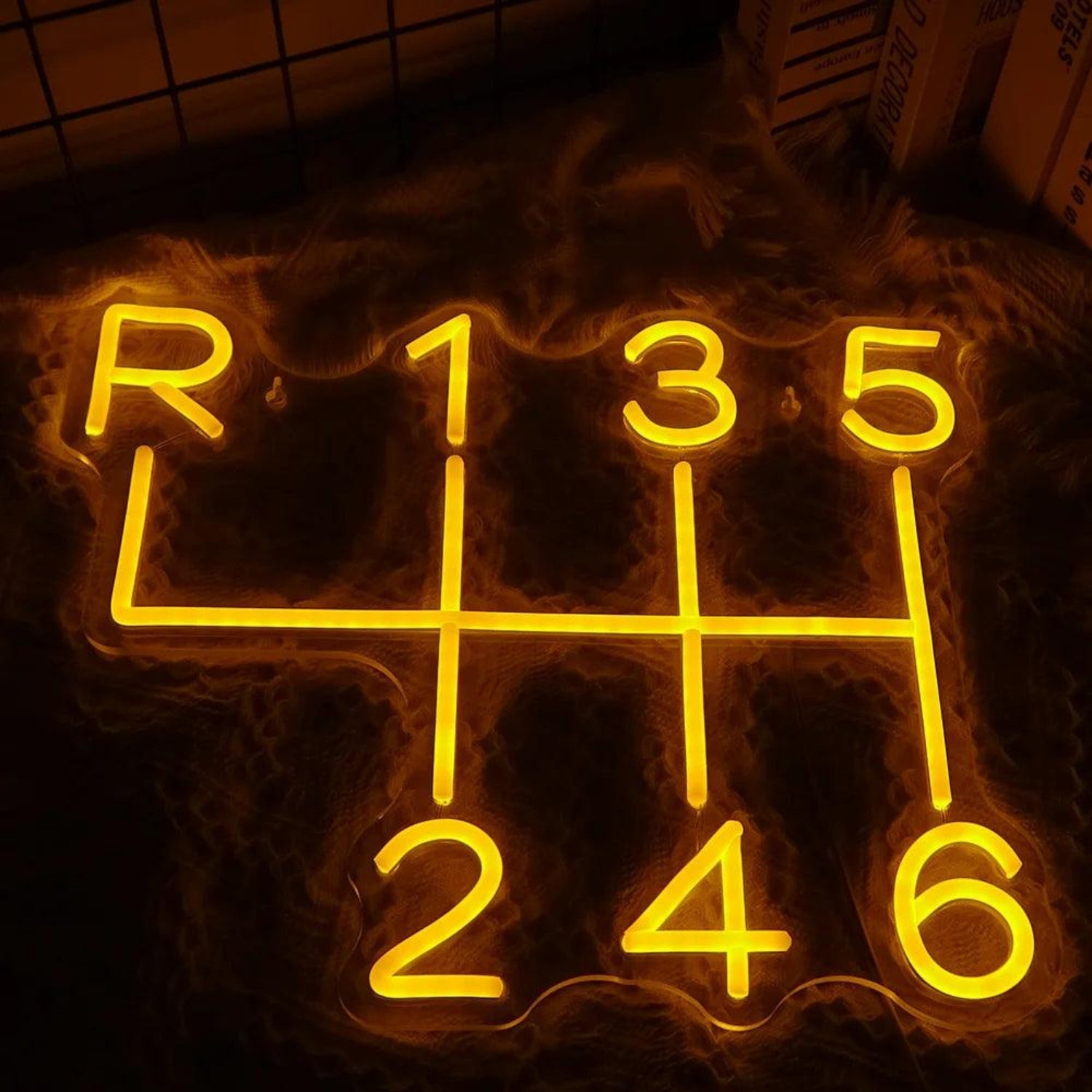 Amber Yellow Car Gear Shift Pattern Led Neon Sign For Car Lover Room Decor | Shineneon