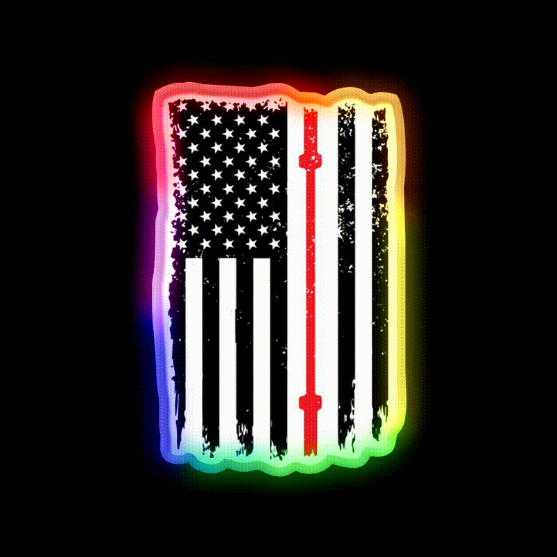 American Flag Gym Barbell Sports Gym Fitness Led Neon Sign Rgb Color