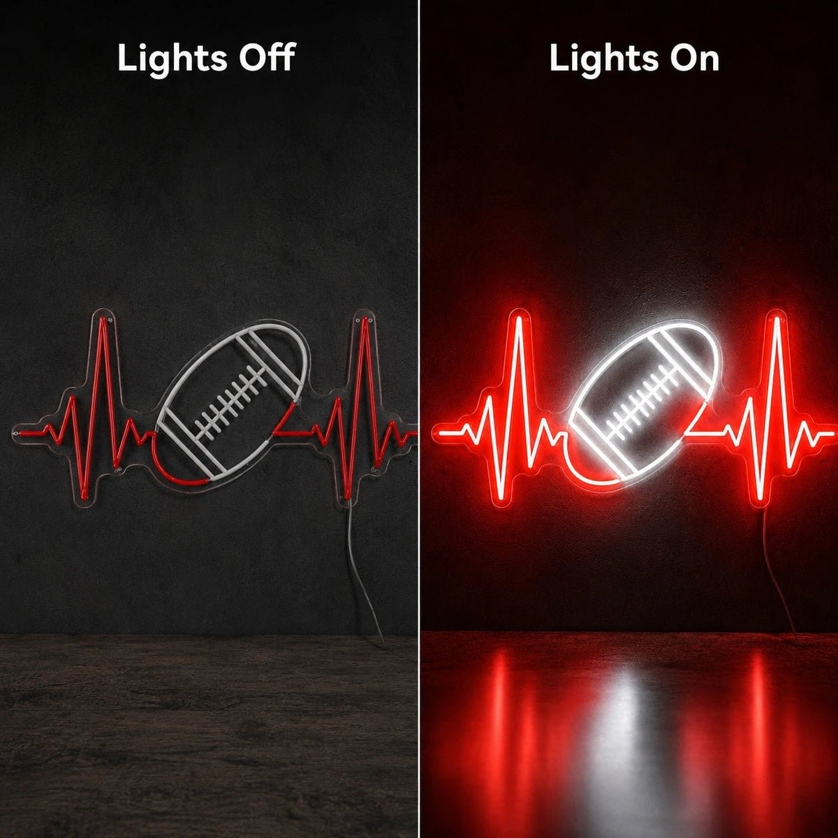 American Football Heartbeat Man Cave LED Neon Sign - Shineneon