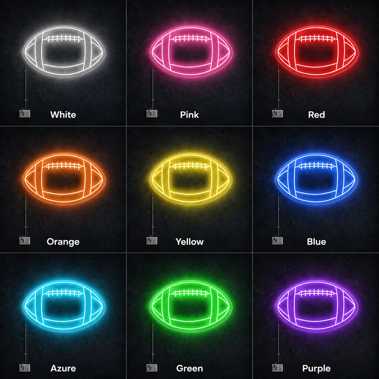American Football Man Cave LED Neon Sign day and night comparison