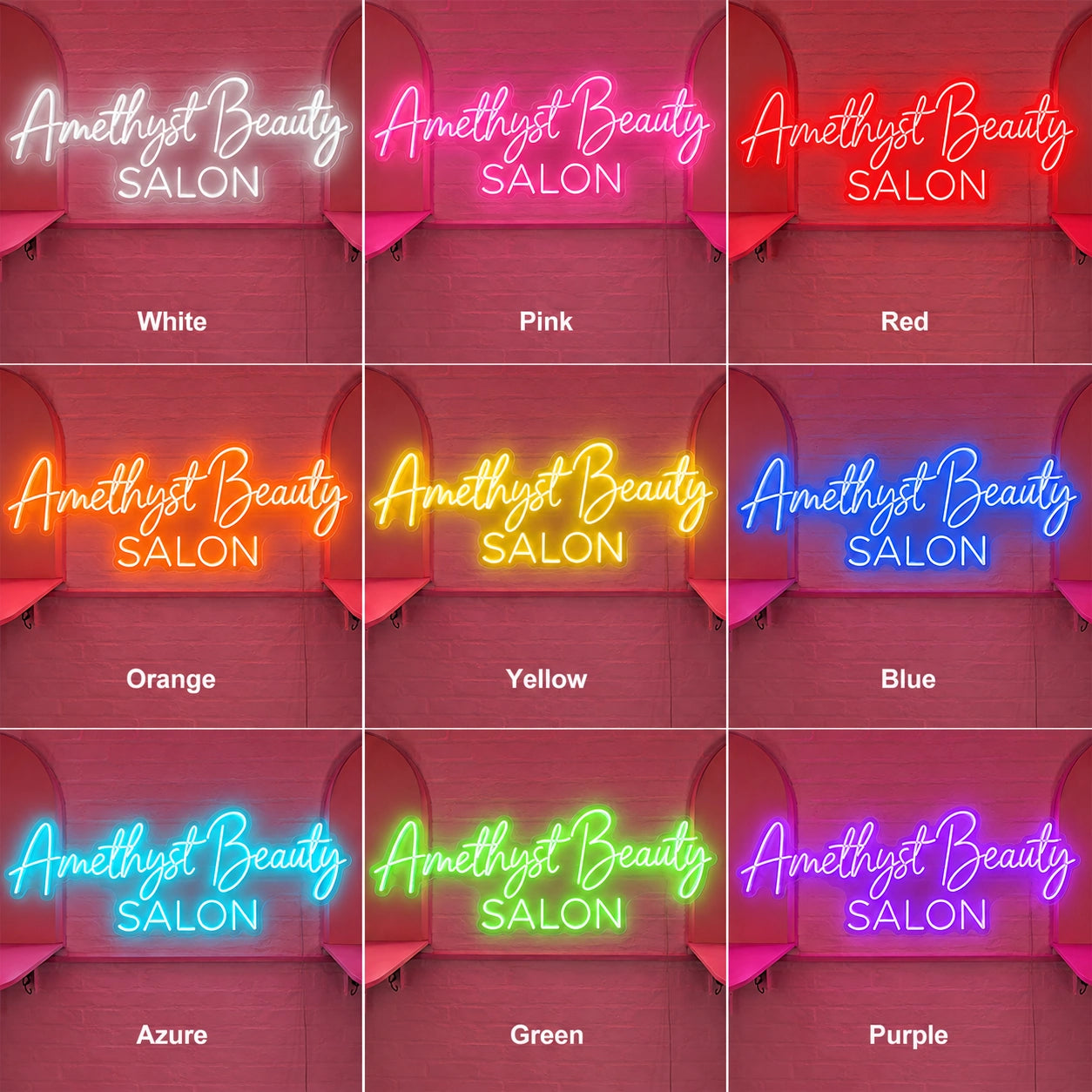 Amethyst Beauty Salon LED Neon Sign - 05 Color Grid