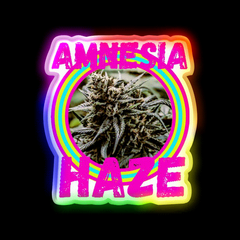 Amnesia Haze Trans 5 Hemp Inspired Green Leaf Led Neon Sign Rgb Color - LED neon sign close-up detail