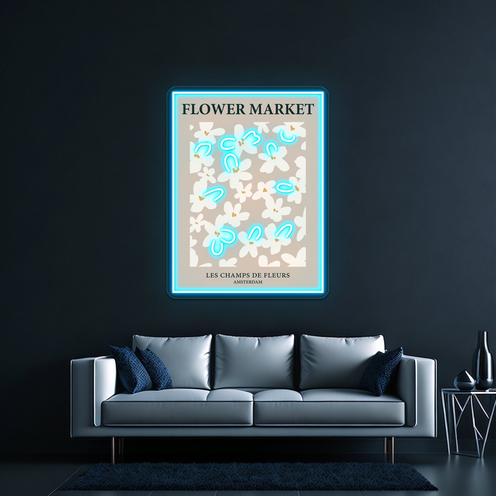Amsterdam Neutral Beige Flowers Light Academia Aesthetic Wall Artwork Neon Signs | Shineneon