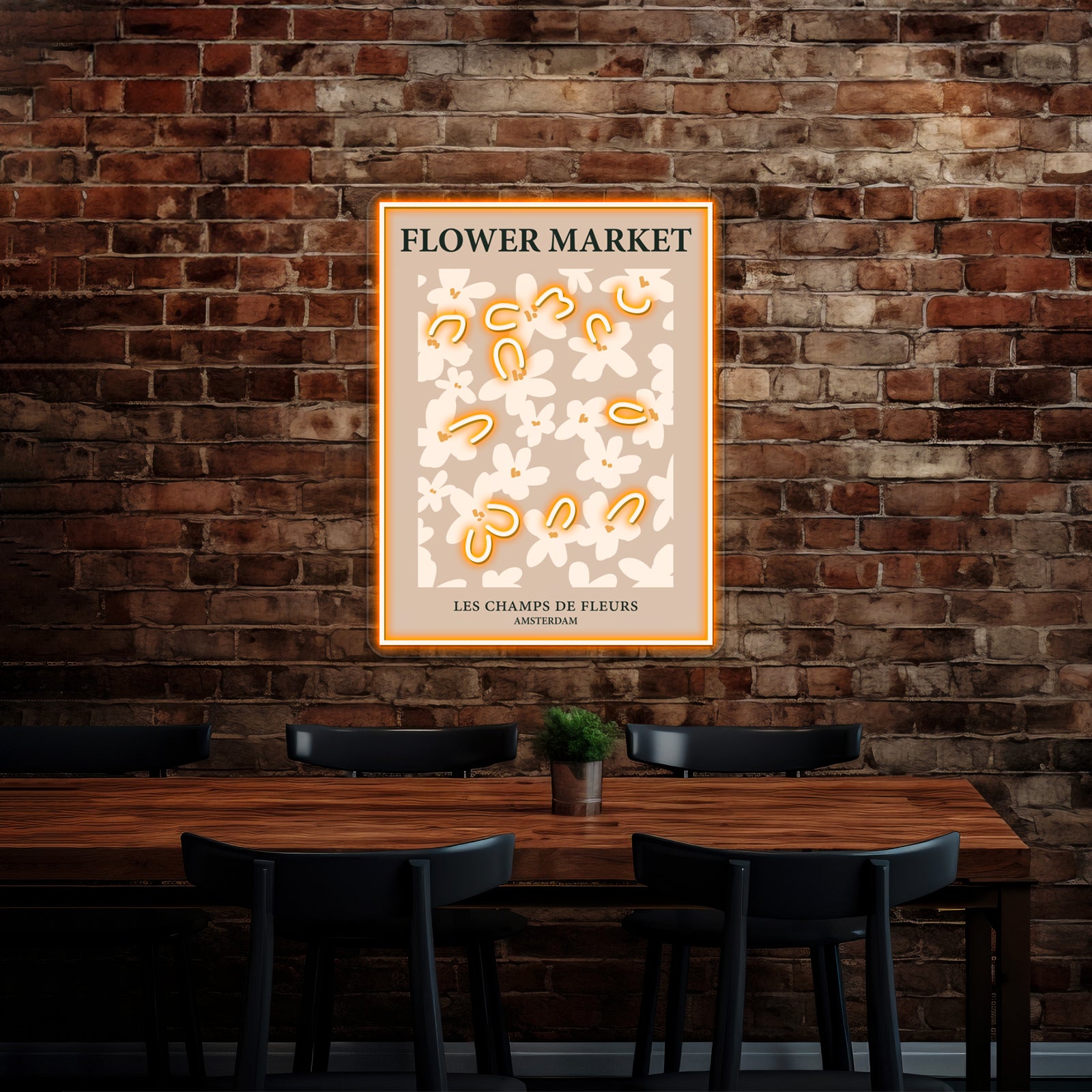 Amsterdam Neutral Beige Flowers Light Academia Aesthetic Wall Artwork Neon Signs | Shineneon