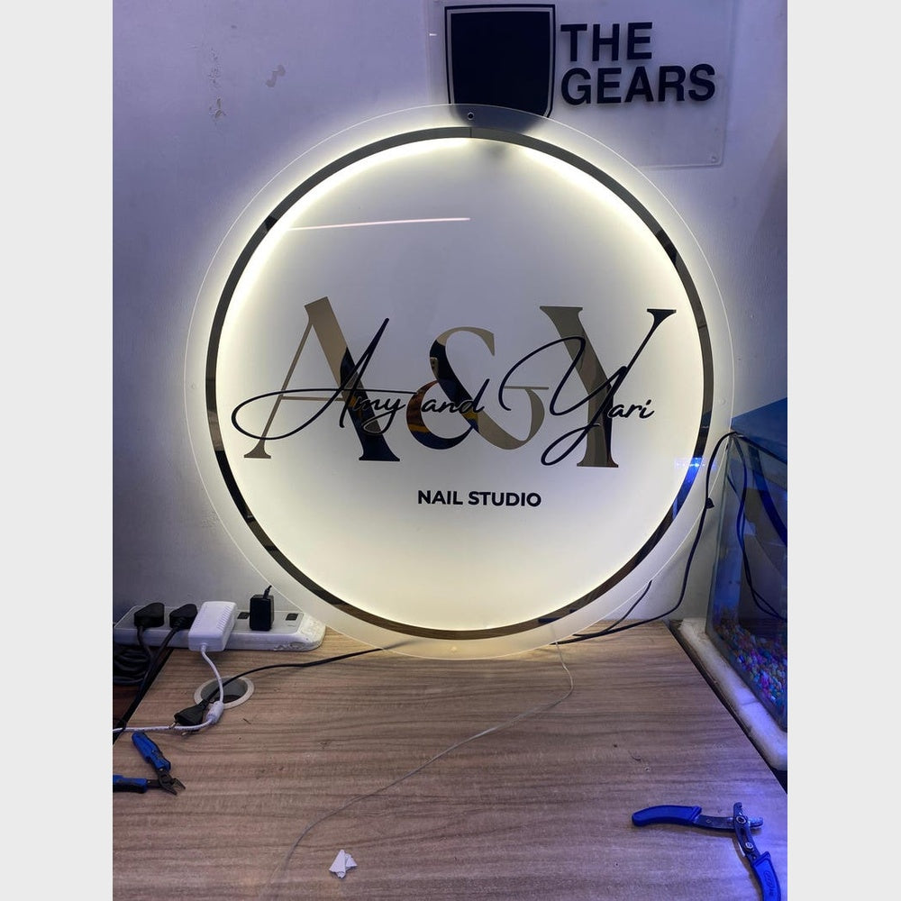 Amy And Yari Nail Studio Acrylic Business Logo Sign