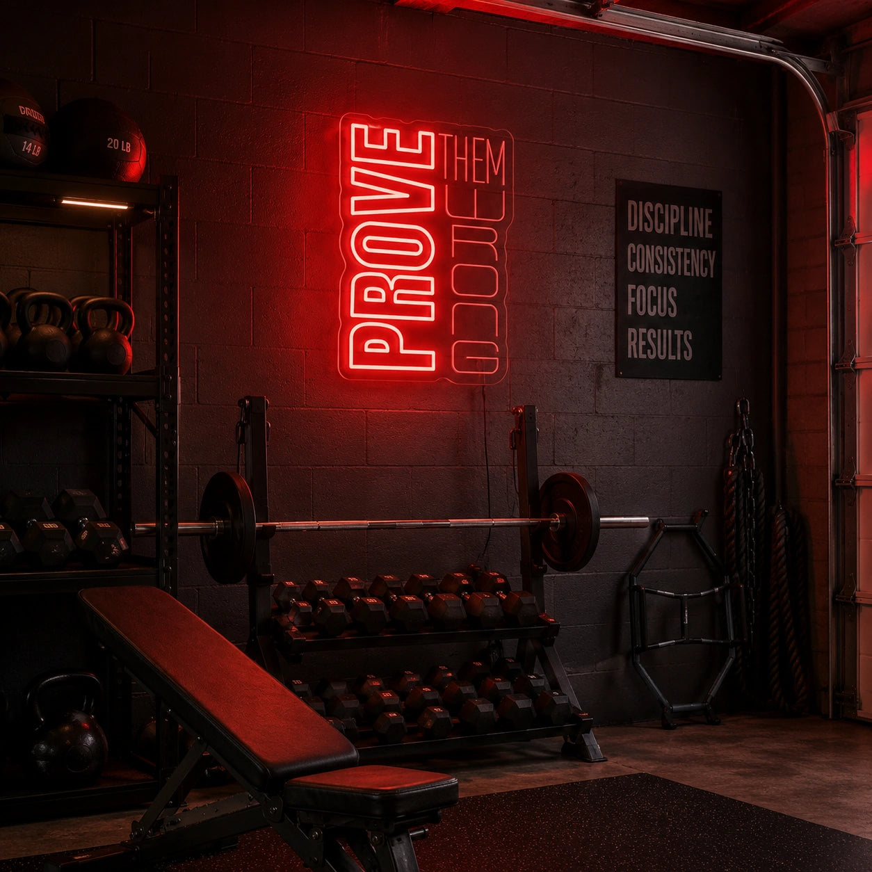 An Empty Gym Room With LED Neon Sign - 03 Real Lifestyle Scene