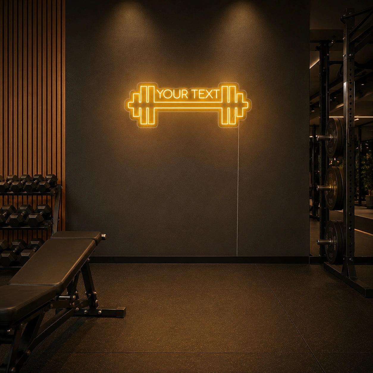 An Empty Gym With Rows LED Neon Sign - 04 Size Image
