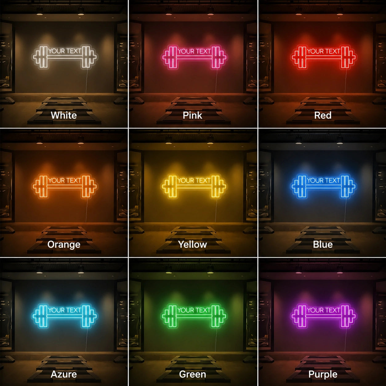 An Empty Gym With Rows LED Neon Sign - 05 Color Grid