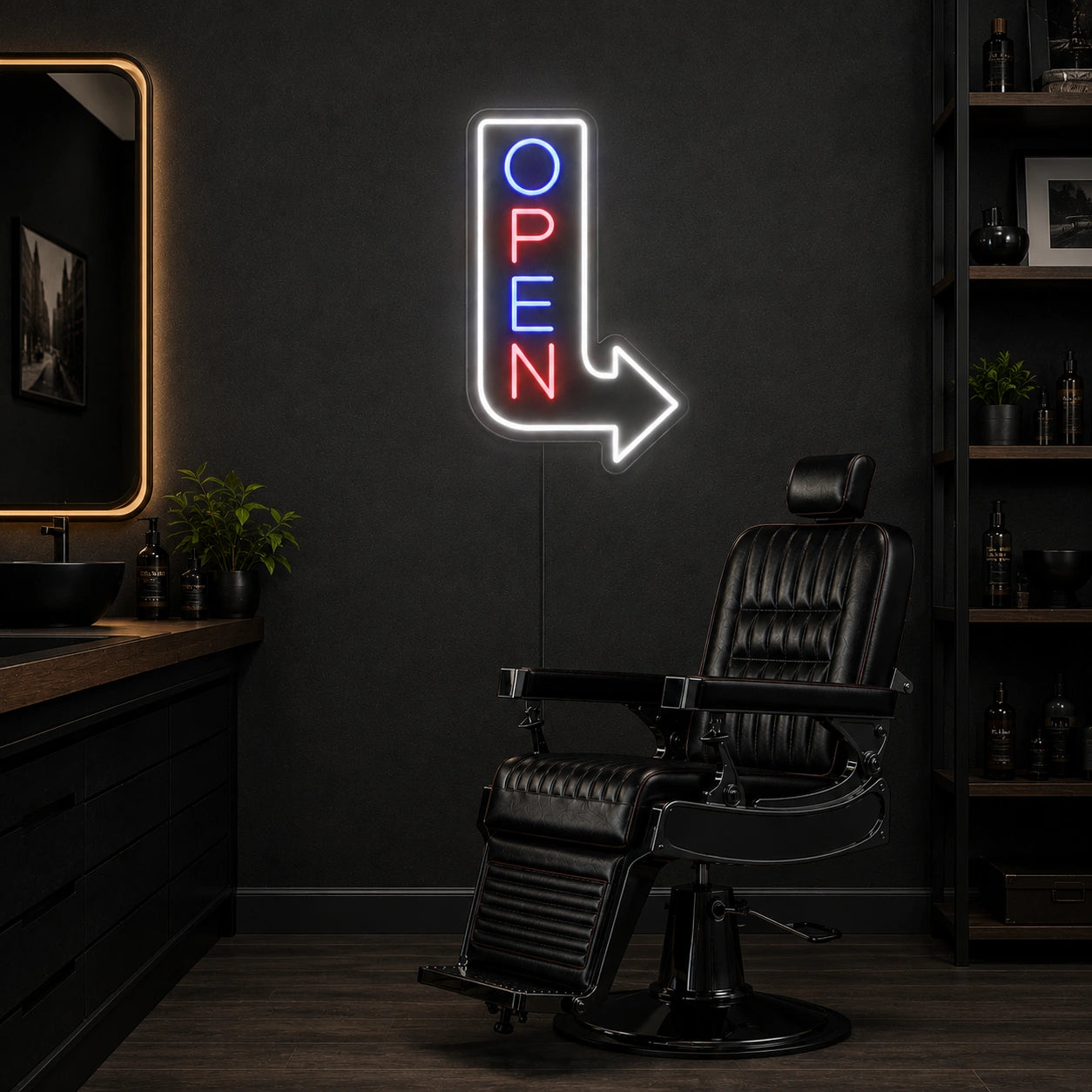 An Office Chair Sitting In LED Neon Sign - 04 Size Image
