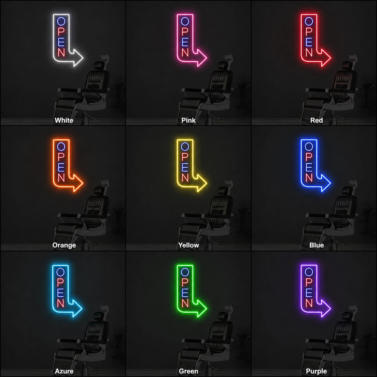 An Office Chair Sitting In LED Neon Sign - 05 Color Grid