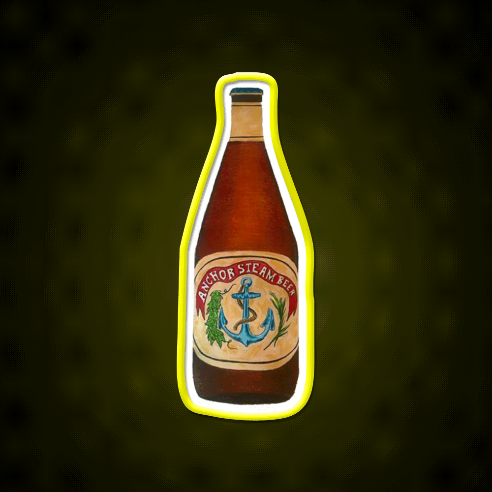 Anchor Steam Bottle Illustration Beer Bar Decor Led Neon Sign Rgb Color - Custom LED neon sign front view