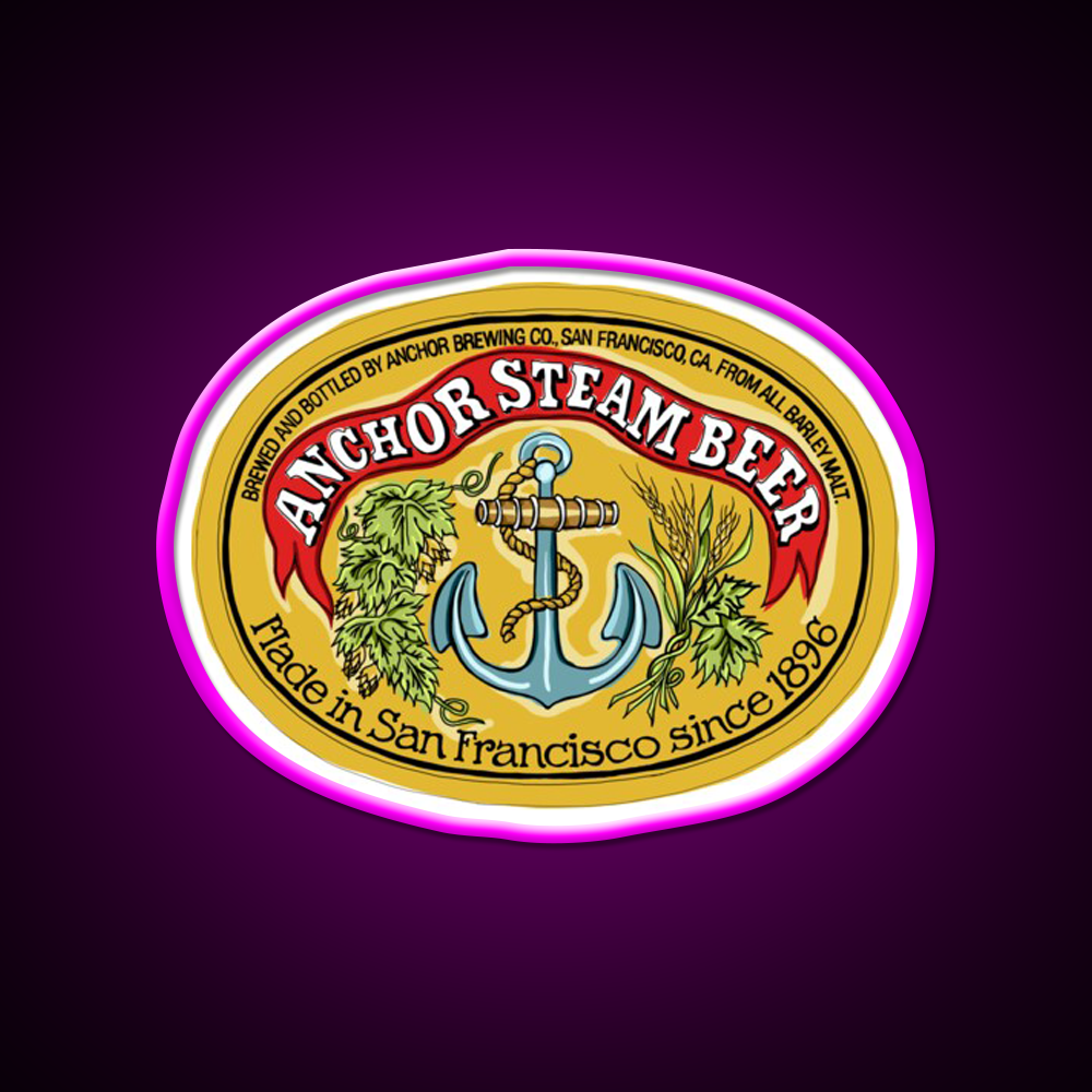 Anchor Steam Pop Beer Bar Decor Led Neon Sign Rgb Color - Neon sign mounted on wall in room