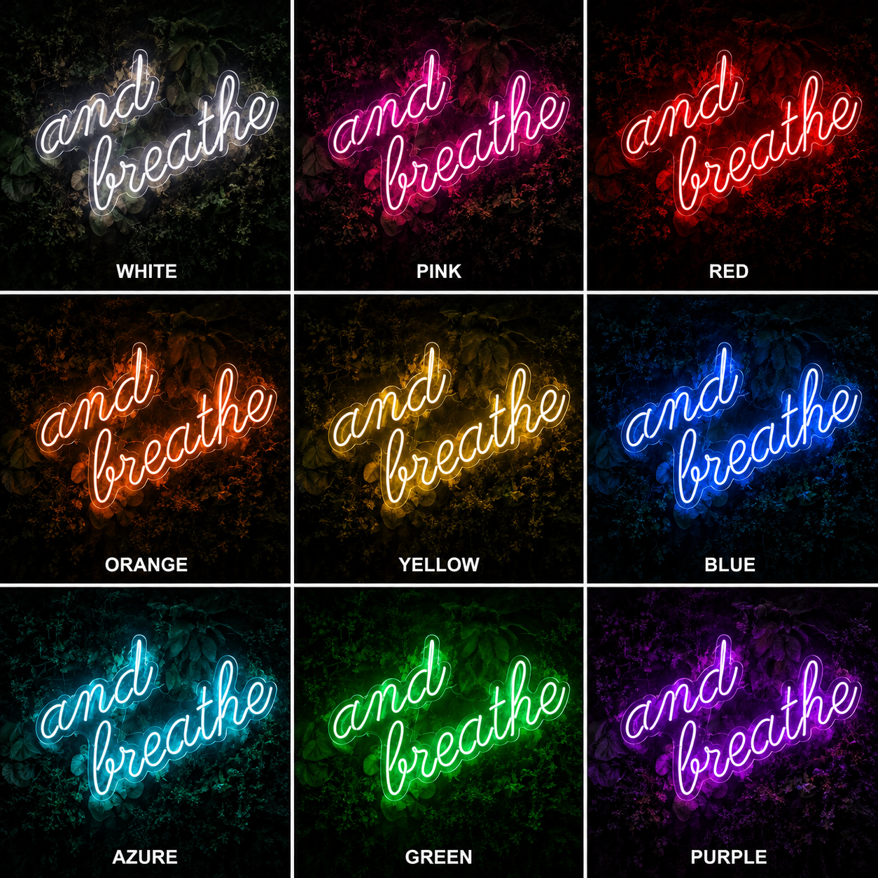 And Breathe LED Neon Sign - 05 Color Grid