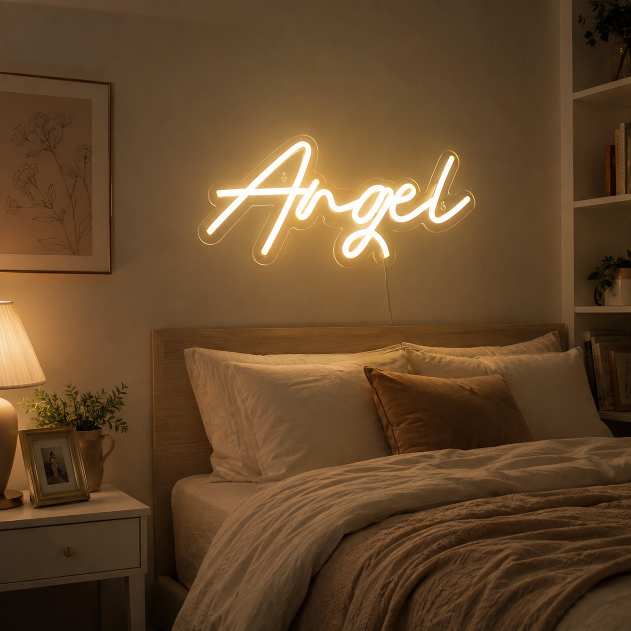 Angel LED Neon Sign Bedroom Wall Art - 03 Real Lifestyle Scene