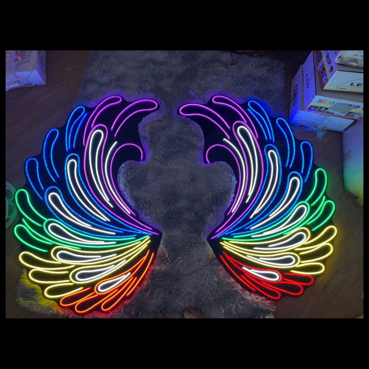 Angel Wings Multi-Color Gradient Led Neon Sign For Artistic Wall Decor | Shineneon
