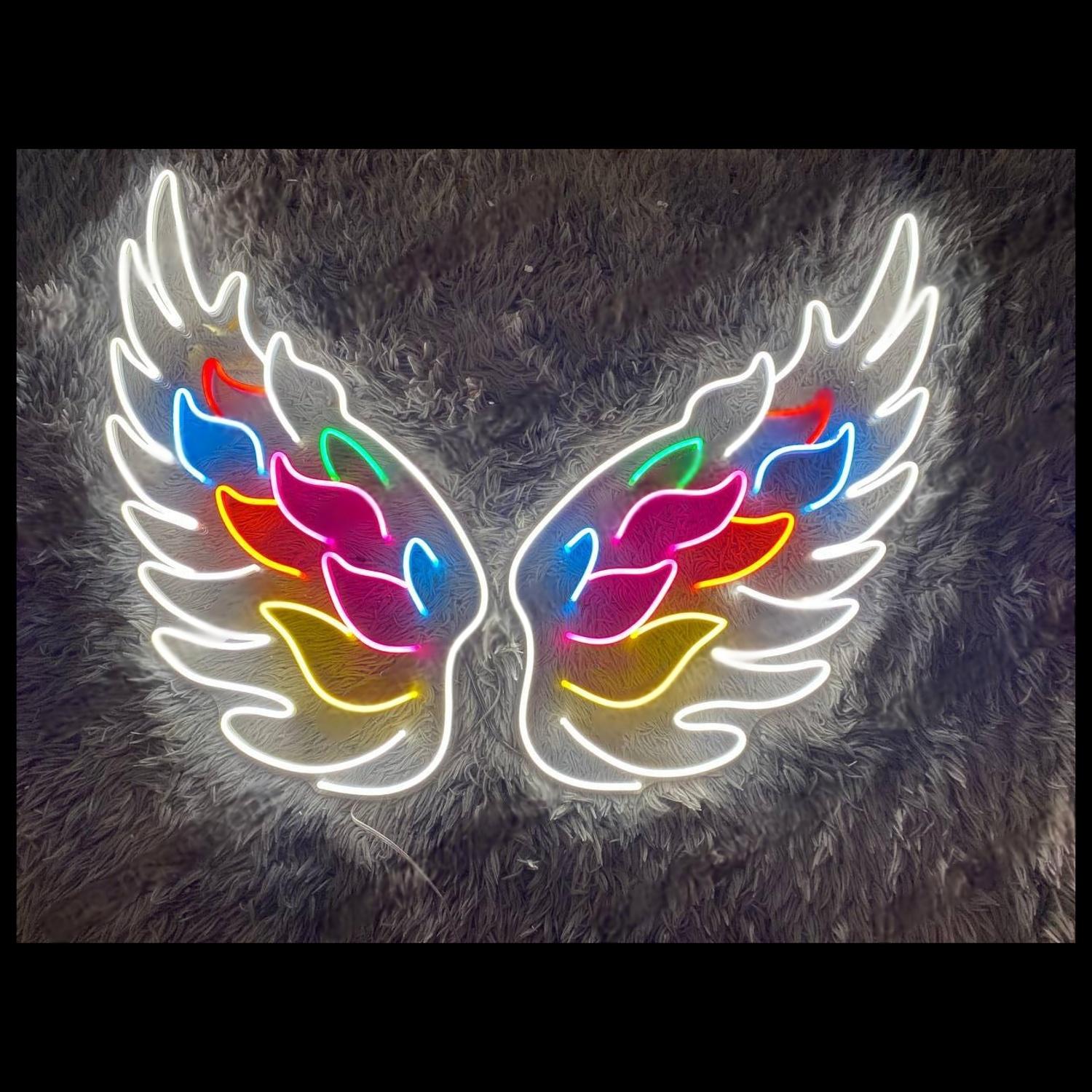 Angel Wings Multicolor Led Neon Sign For Home Bar Wedding Party Decor | Shineneon