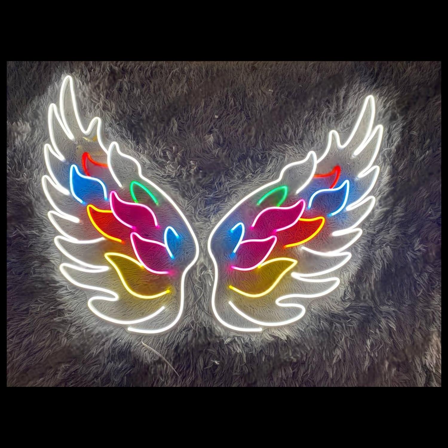 Angel Wings Multicolor Led Neon Sign For Home Bar Wedding Party Decor | Shineneon
