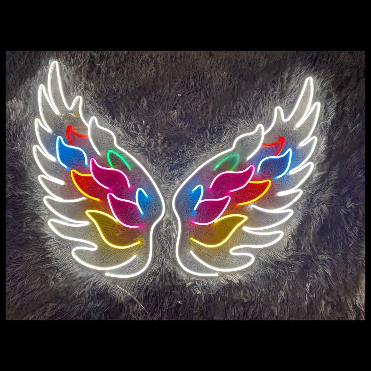 Angel Wings Multicolor Led Neon Sign For Home Bar Wedding Party Decor | Shineneon