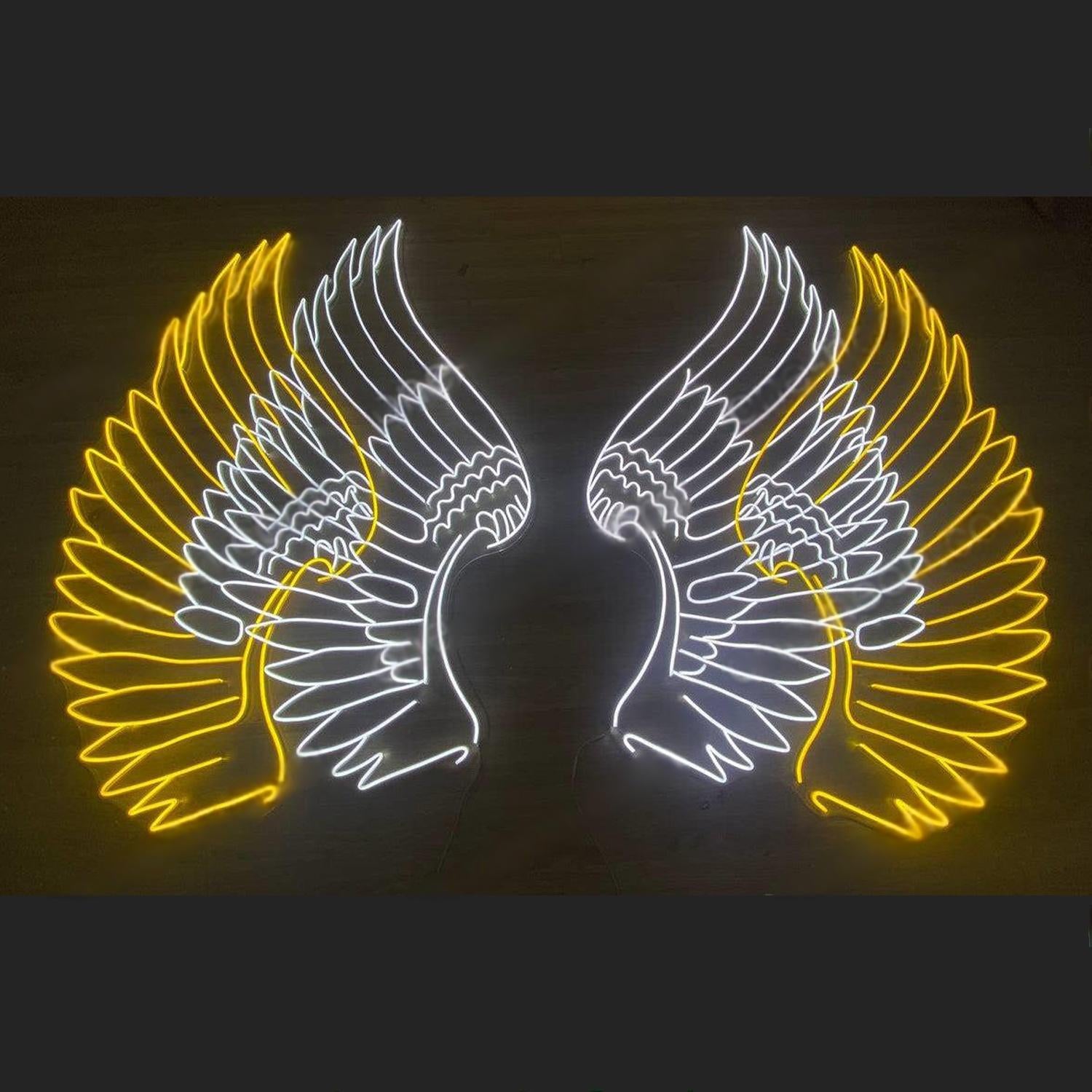 Angel Wings White-Yellow Led Neon Sign For Modern Home Bar Decor | Shineneon