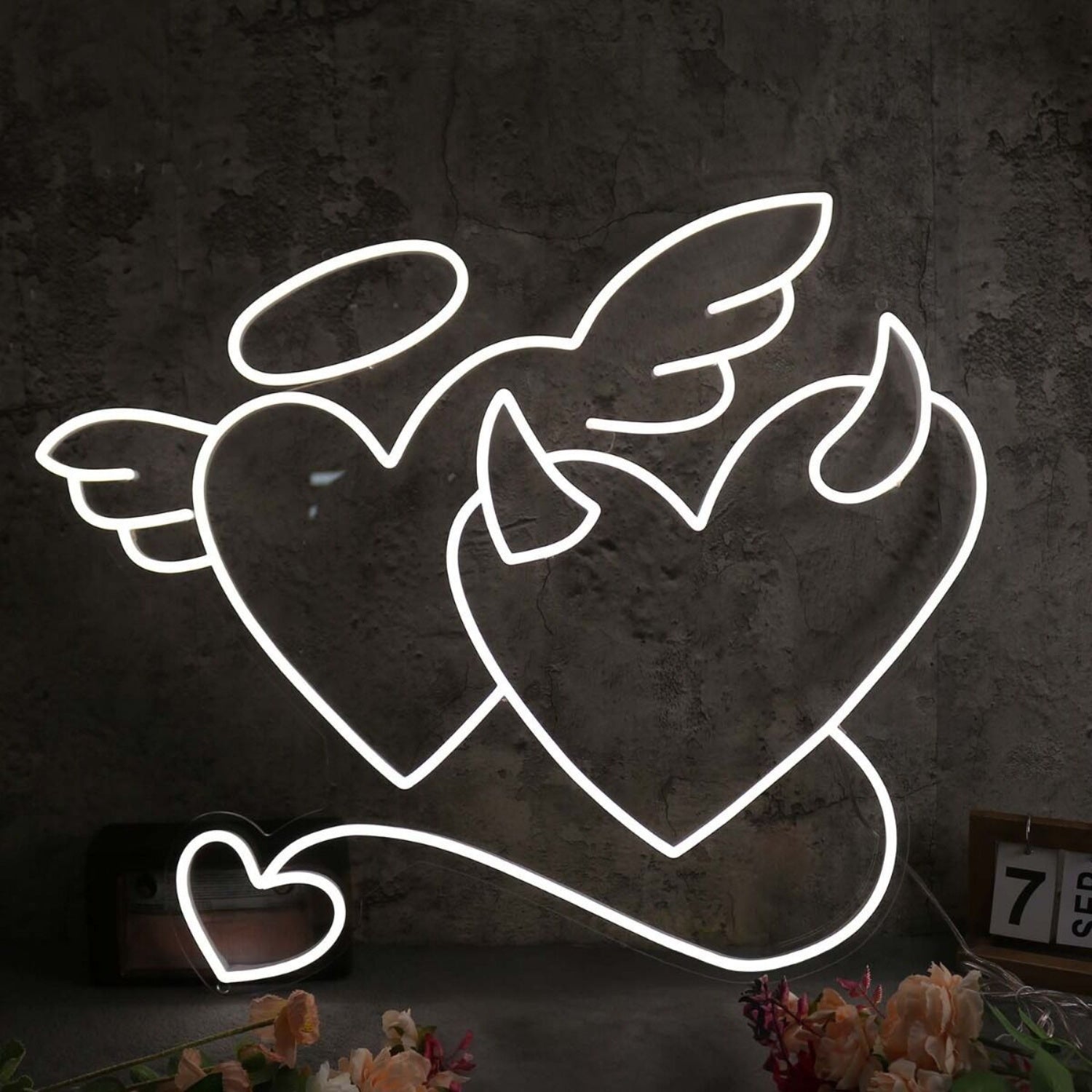 Angle And Devil Heart White Neon Sign | Shineneon