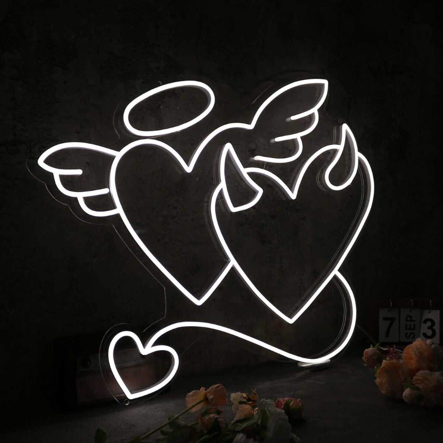 Angle And Devil Heart White Neon Sign | Shineneon