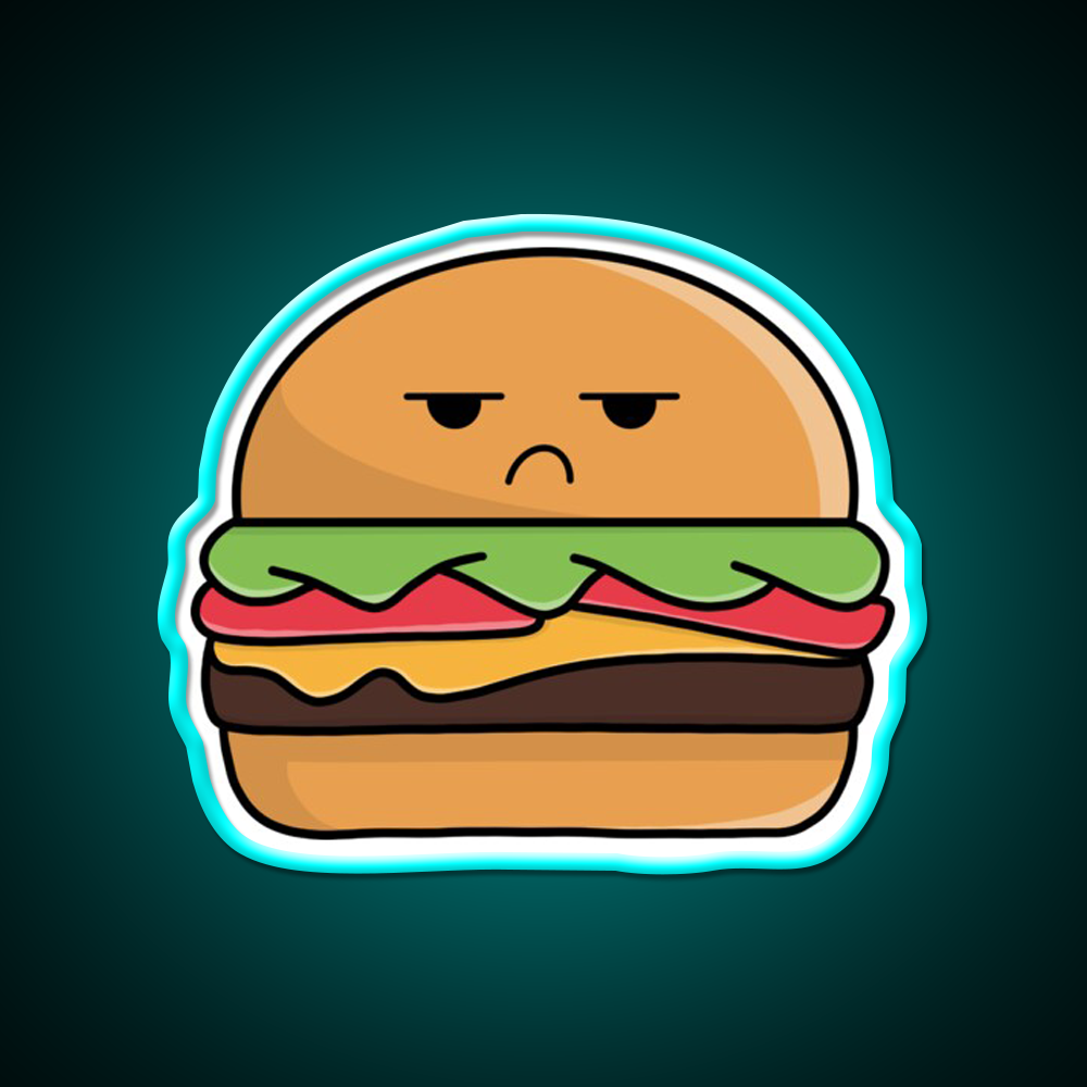 Angry Сheeseburger Fast Food Led Neon Sign For Burger Place Rgb Color