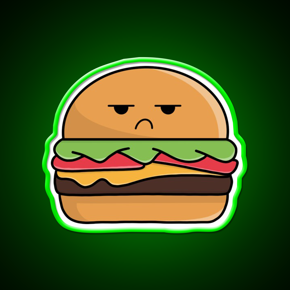 Angry Сheeseburger Fast Food Led Neon Sign For Burger Place Rgb Color