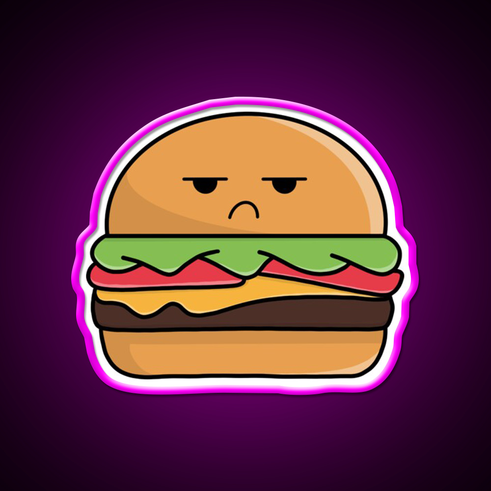 Angry Сheeseburger Fast Food Led Neon Sign For Burger Place Rgb Color