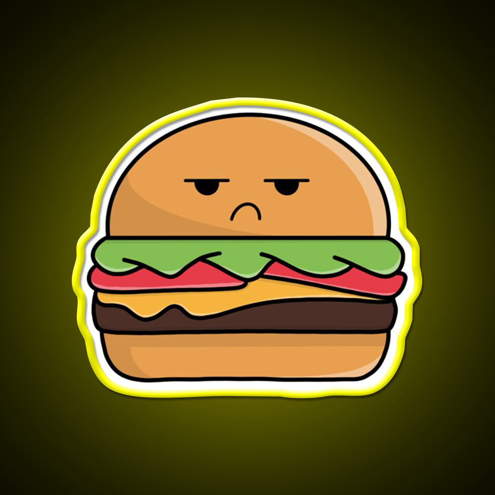 Angry Сheeseburger Fast Food Led Neon Sign For Burger Place Rgb Color