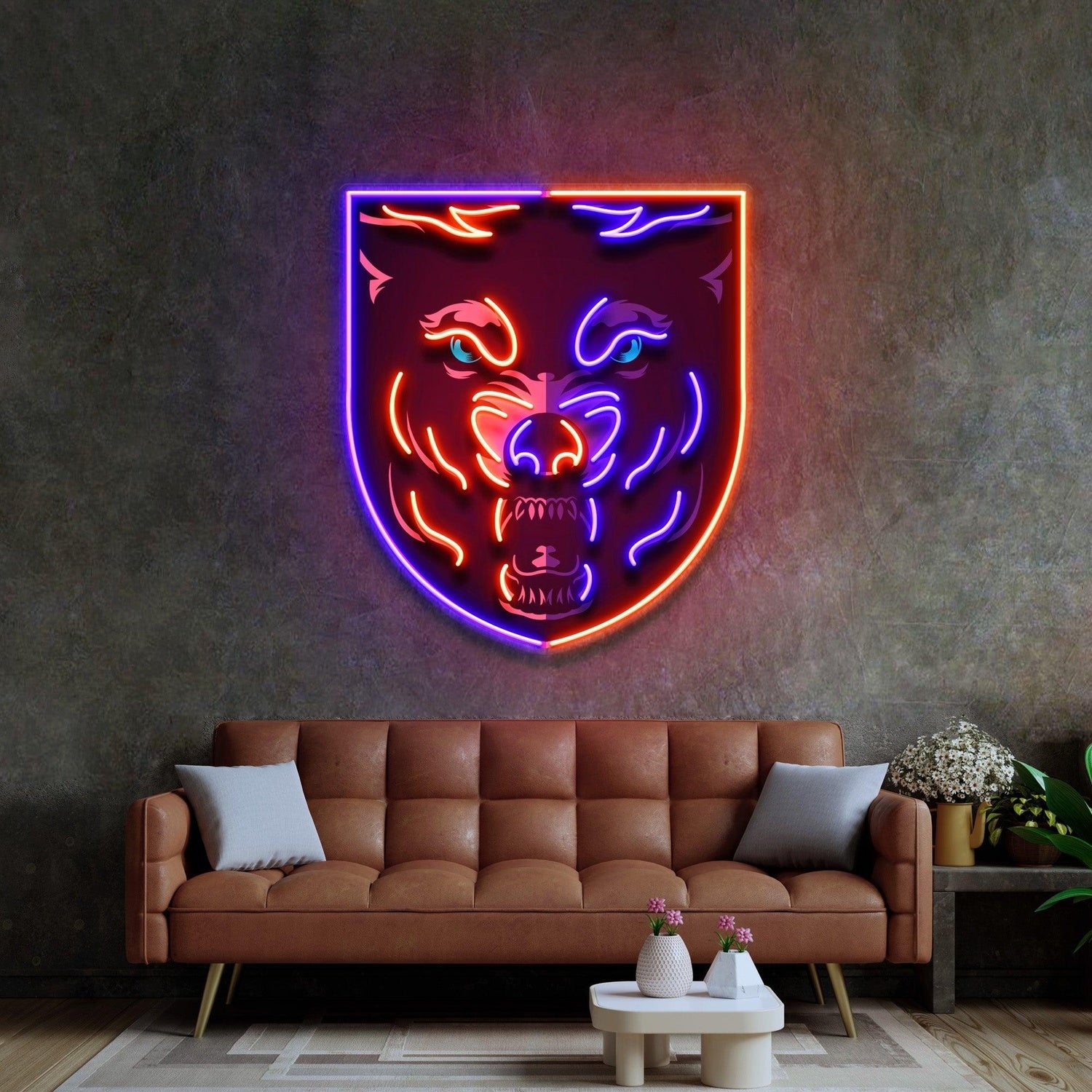 Angry Bear Head Uv Printed Led Neon Sign Lights For Bedroom Studio Decor | Shineneon