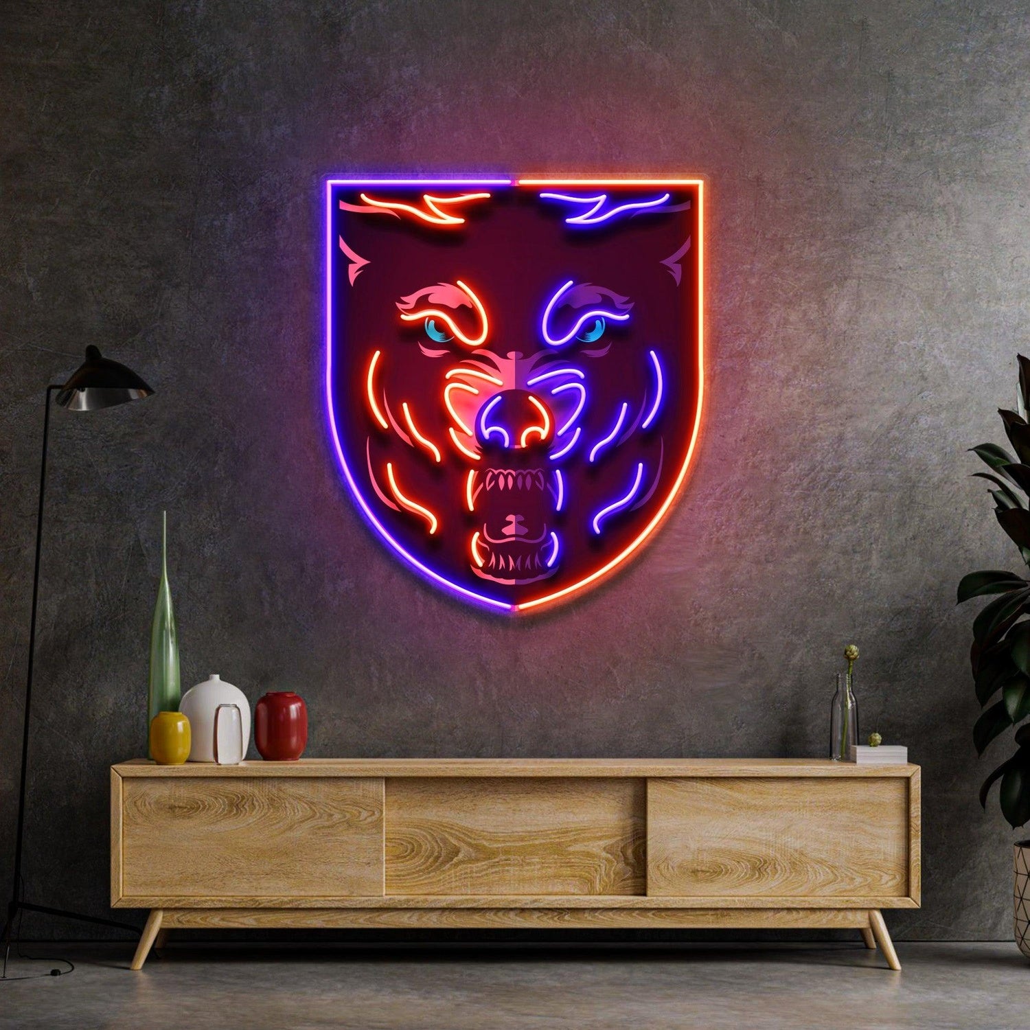 Angry Bear Head Uv Printed Led Neon Sign Lights For Bedroom Studio Decor | Shineneon
