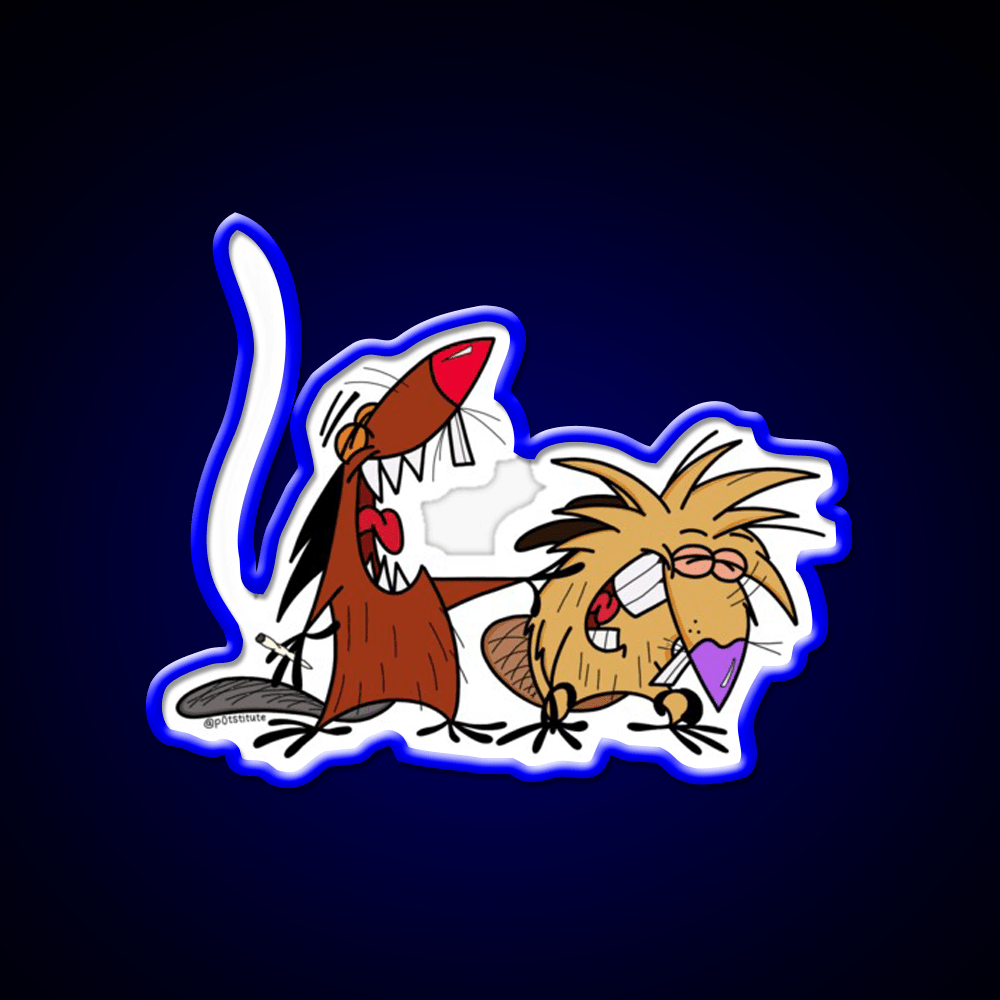 Angry Beavers Weed Cartoon Hemp Inspired Green Leaf Led Neon Sign Rgb Color - Shineneon