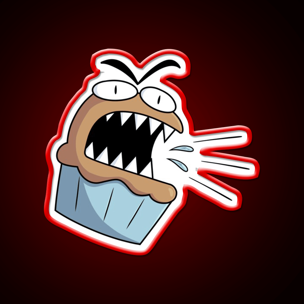 Angry Cute Muffin Snack Food Led Neon Sign Rgb Color - Shineneon