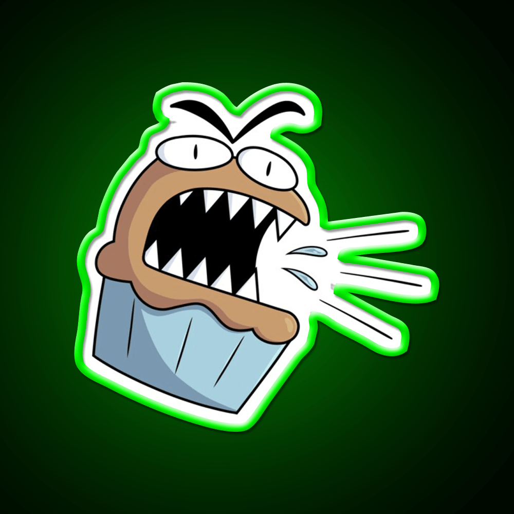 Angry Cute Muffin Snack Food Led Neon Sign Rgb Color - Shineneon