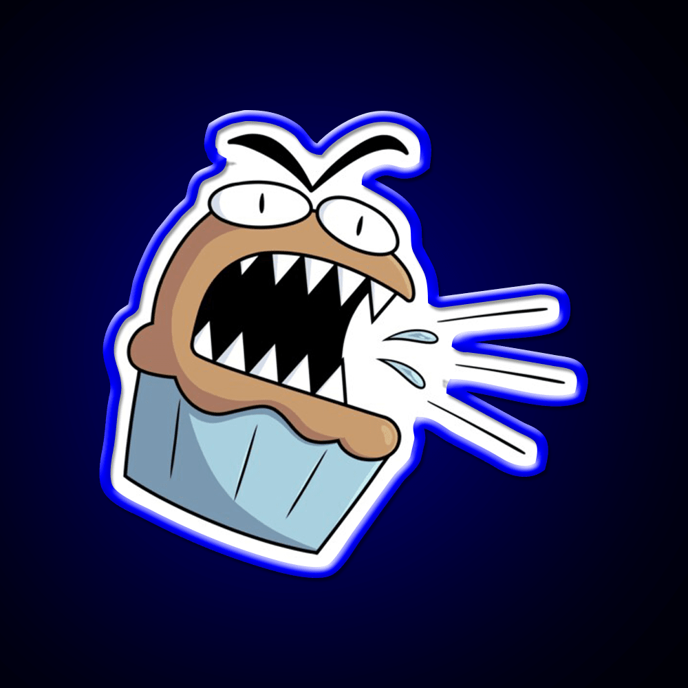 Angry Cute Muffin Snack Food Led Neon Sign Rgb Color - Shineneon