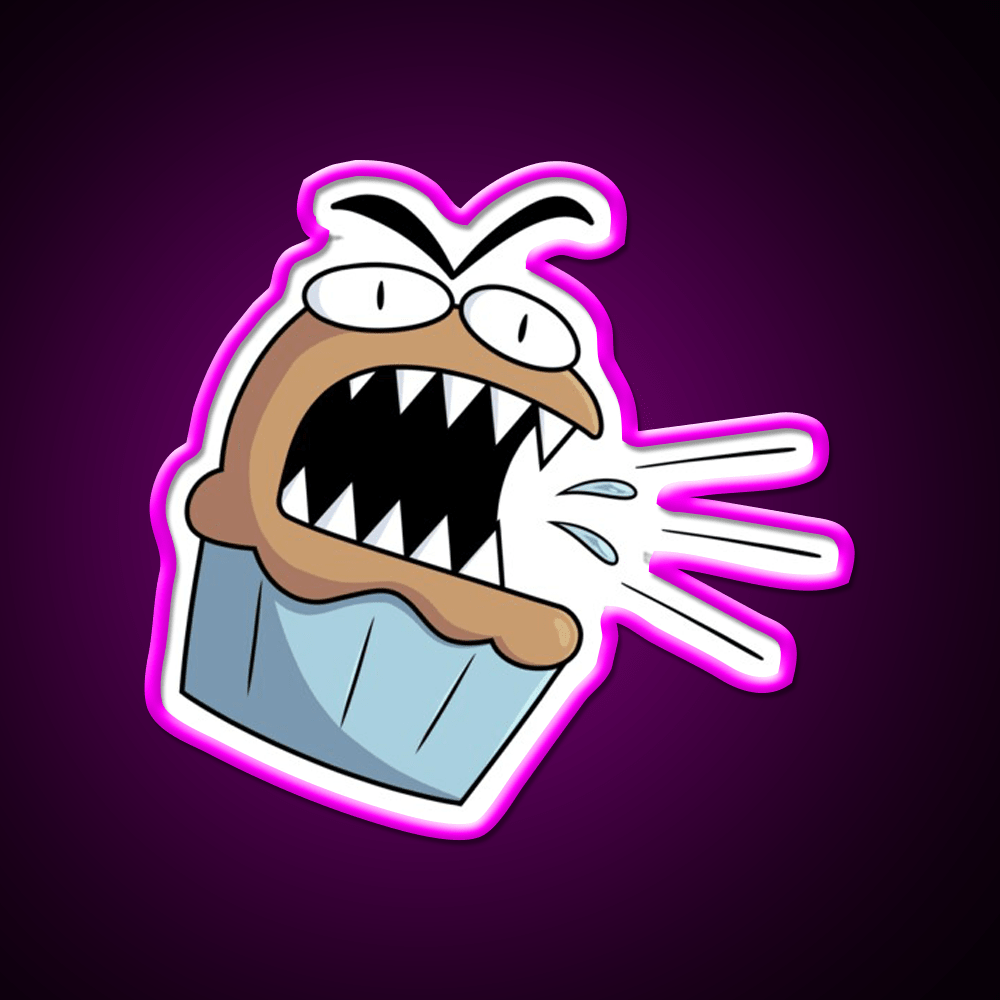 Angry Cute Muffin Snack Food Led Neon Sign Rgb Color - Shineneon