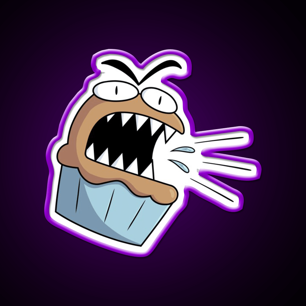 Angry Cute Muffin Snack Food Led Neon Sign Rgb Color - Shineneon