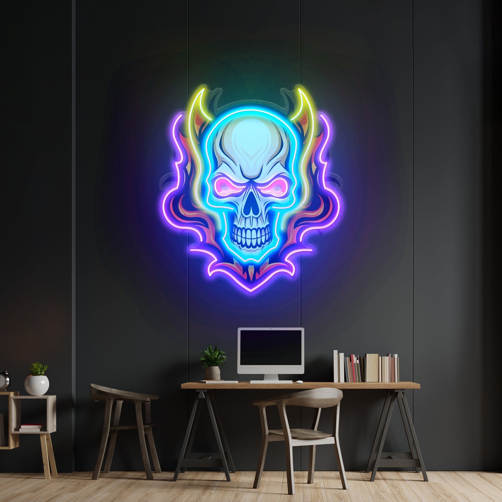 Angry Fire Skull Led Neon Sign Light Custom Led Signs - Shineneon