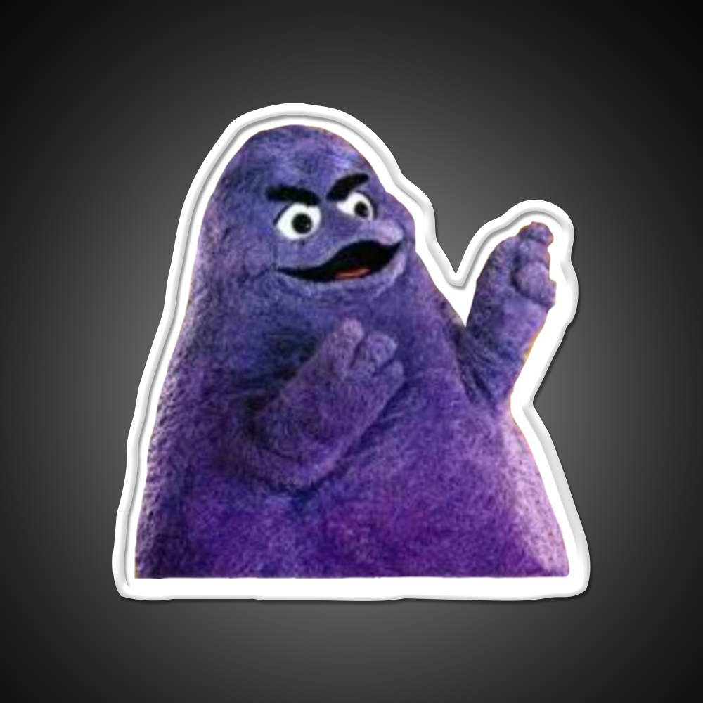 Angry Grimace Mcdonalds Fast Food Led Neon Sign For Burger Place Rgb Color