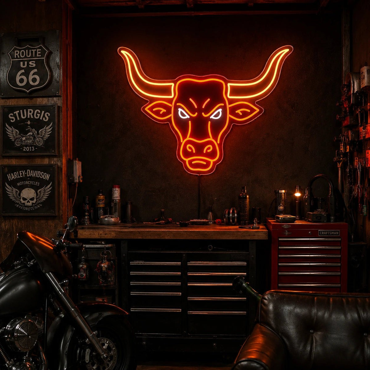 Angry Longhorn Bull Head LED Neon Sign - Shineneon