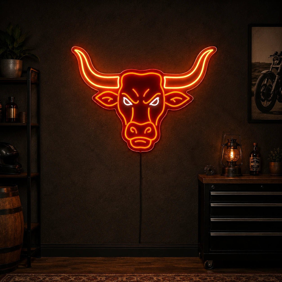 Angry Longhorn Bull Head LED Neon Sign - Shineneon