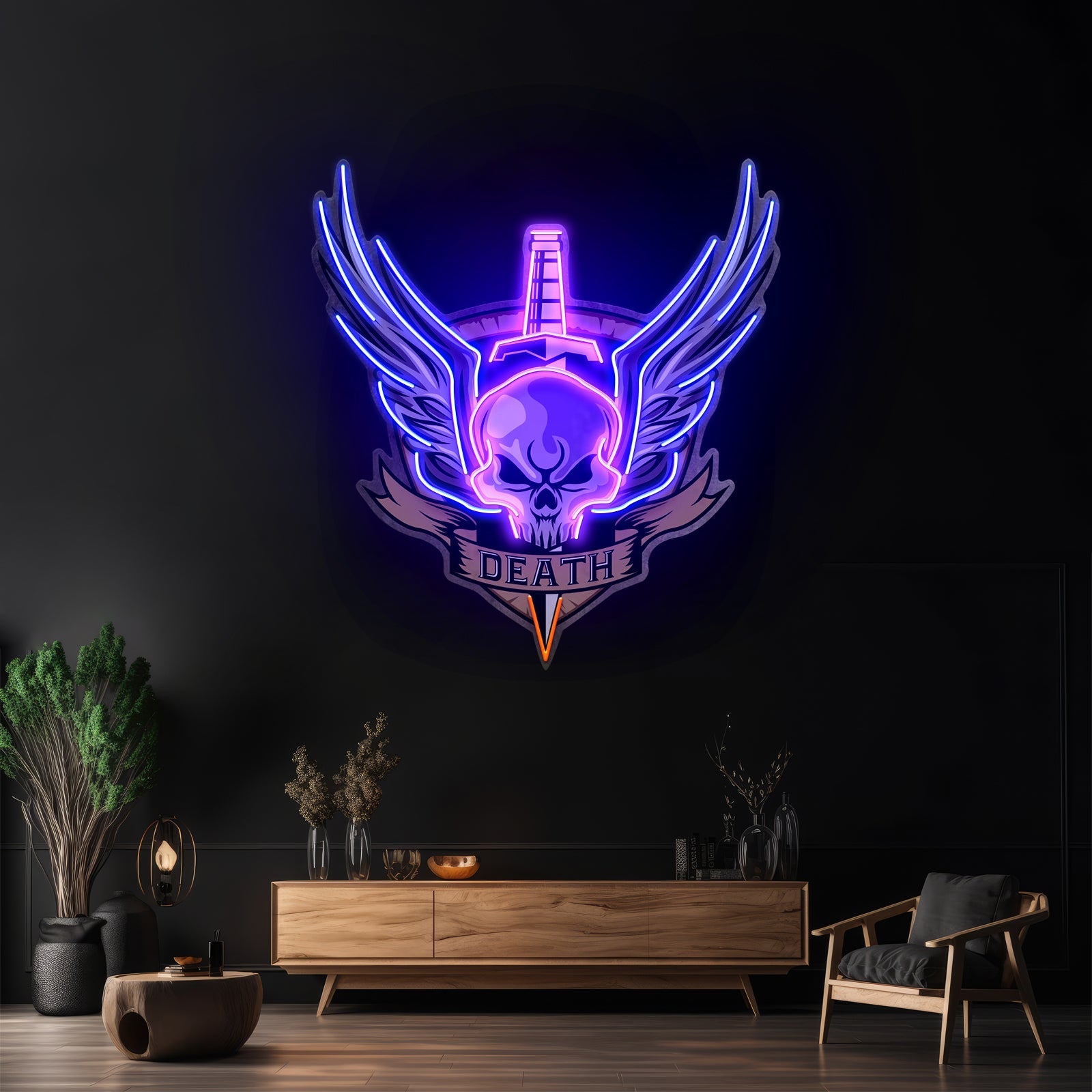 Angry Military Skull Wings Led Neon Sign Light Custom Led Signs - Shineneon