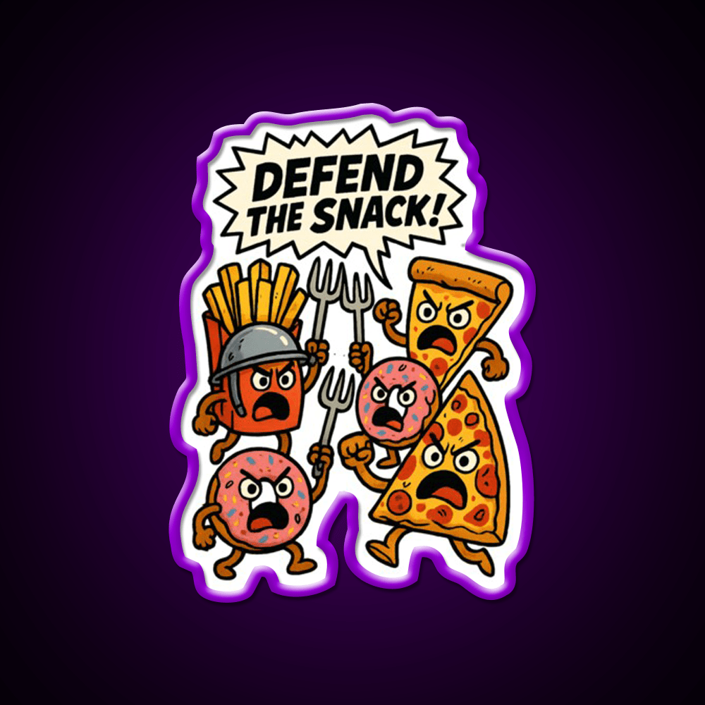 Angry Snack Pile Screaming For Survival Snack Food Led Neon Sign Rgb Color - Shineneon