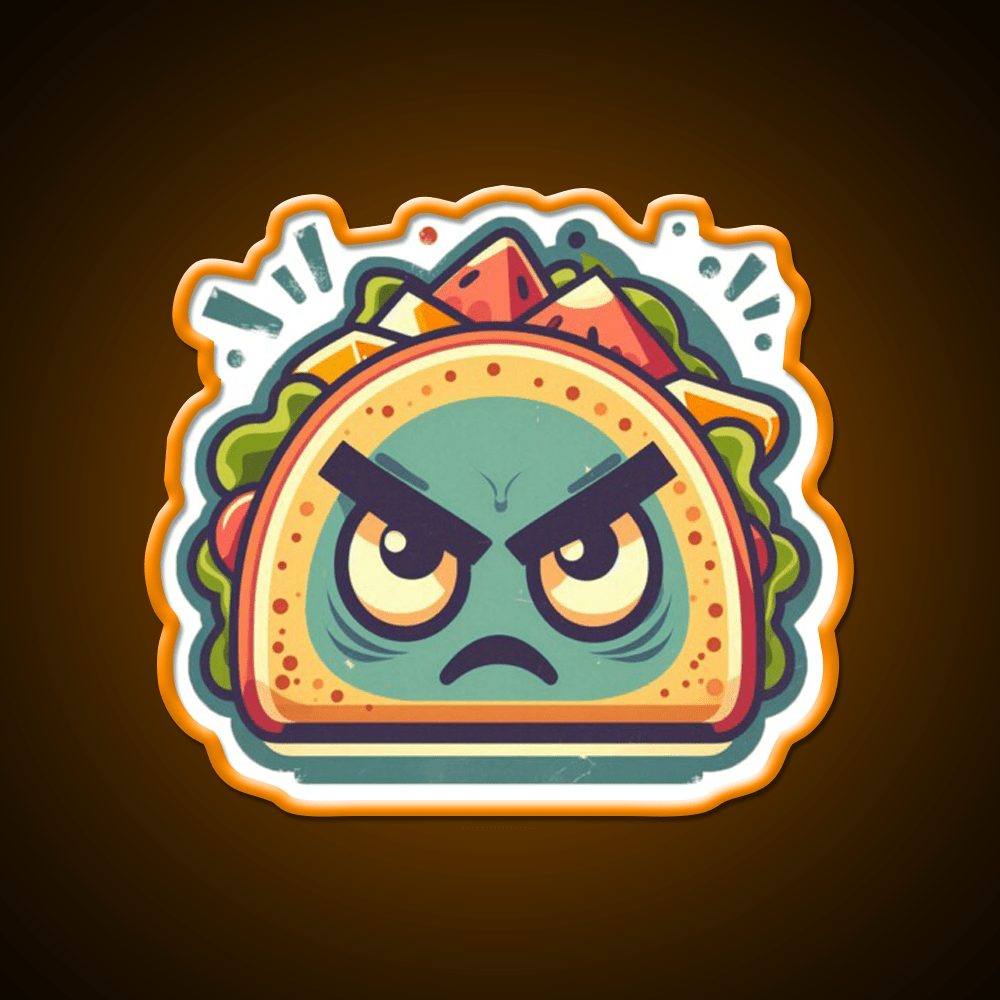 Angry Taco Retro Taco Led Neon Sign Mexican Food Sign Rgb Color - Shineneon