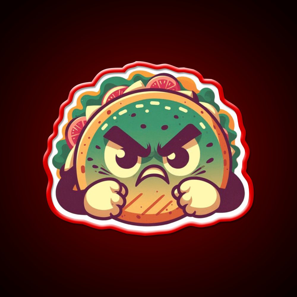 Angry Taco Retro V2 Taco Led Neon Sign Mexican Food Sign Rgb Color - Shineneon