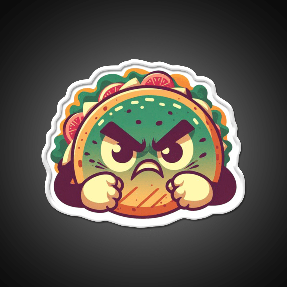 Angry Taco Retro V2 Taco Led Neon Sign Mexican Food Sign Rgb Color - Shineneon
